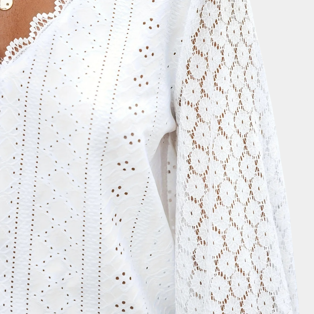 Madelyn | Elegante Witte Kanten Blouse