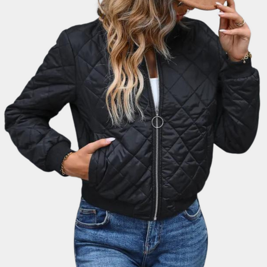 Gewatteerde Trendy Dames Bomberjack met Rits