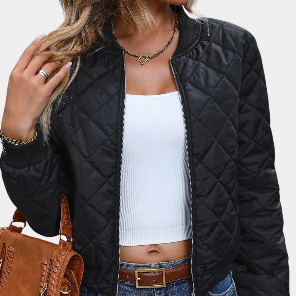 Gewatteerde Trendy Dames Bomberjack met Rits