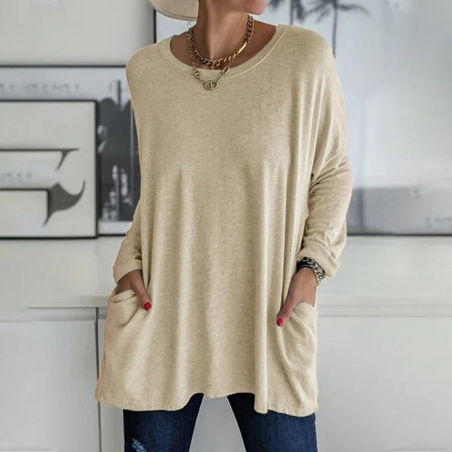Bertrada | Komfortowa oversize'owa bluzka z kieszeniami