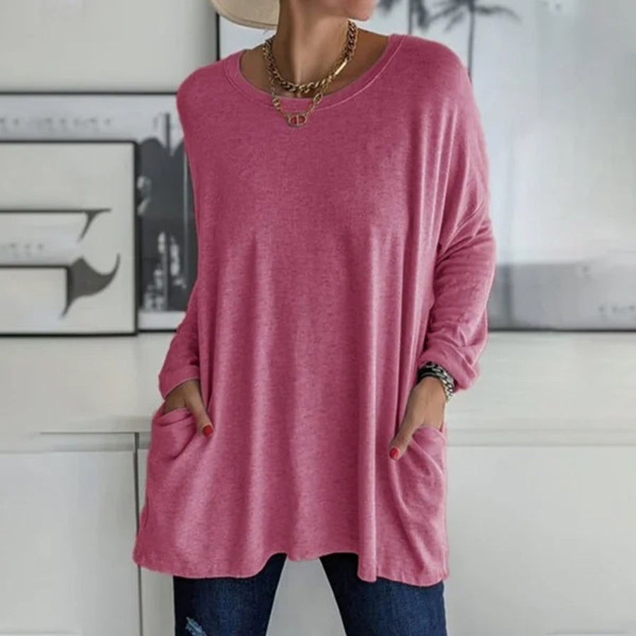 Bertrada | Komfortowa oversize'owa bluzka z kieszeniami