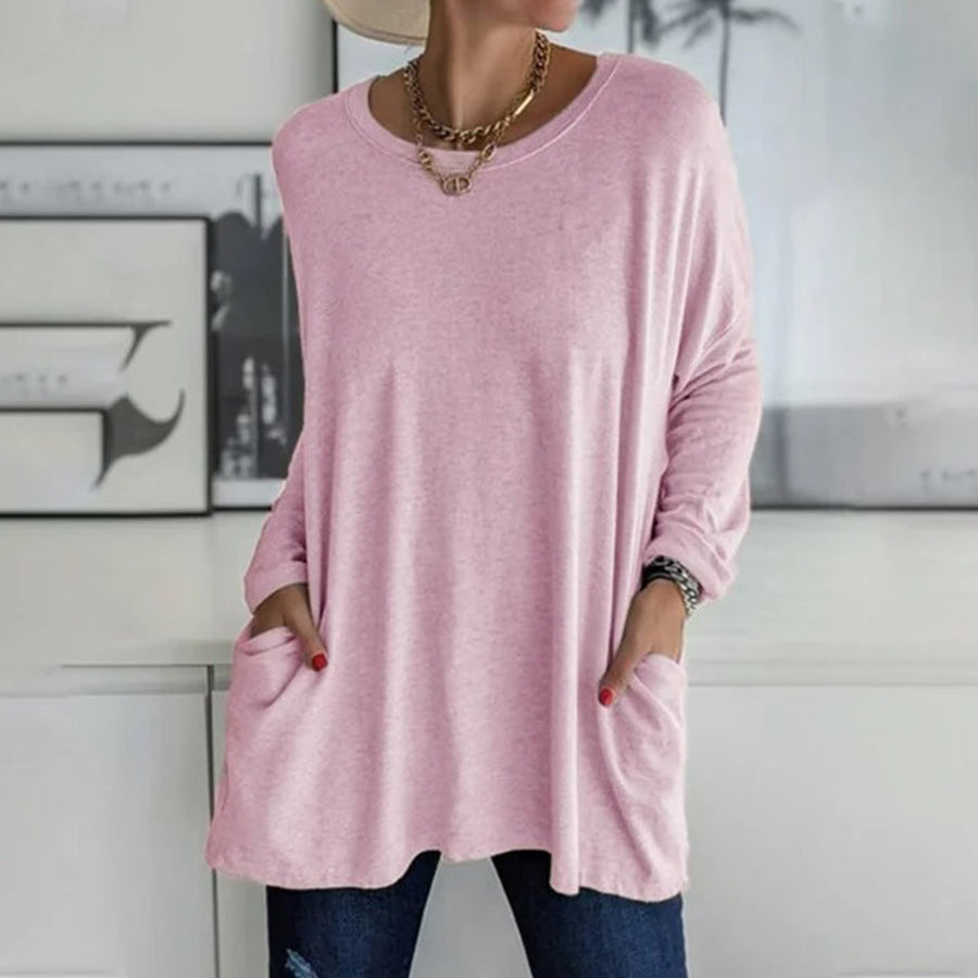 Bertrada | Komfortowa oversize'owa bluzka z kieszeniami