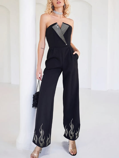 Diany | Avondjumpsuit met Rhinestone Accenten