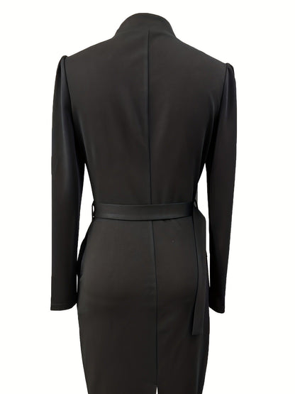 Robe Midi de Luxe pour Femmes avec Ceinture et Manches Trois-Quarts