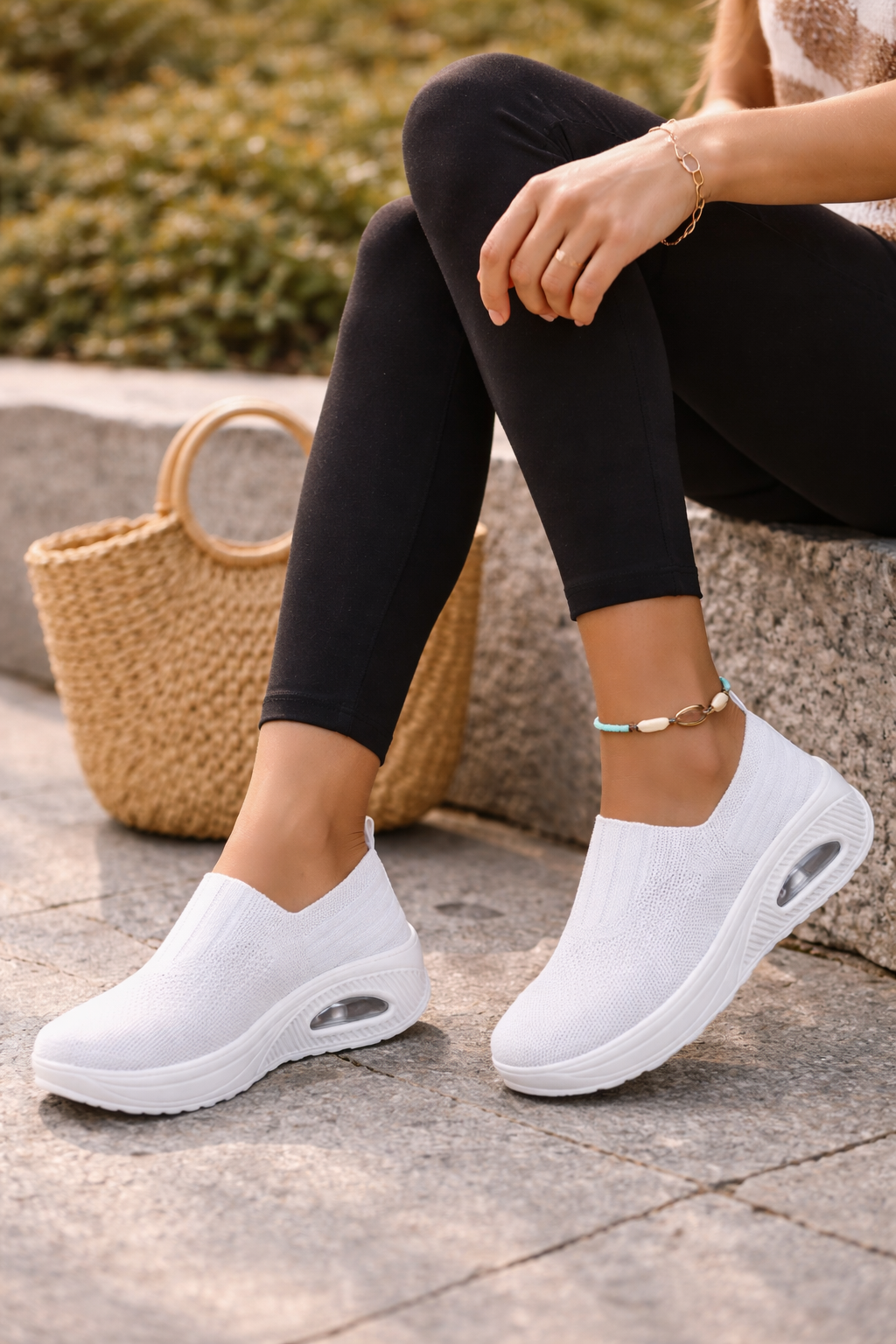 Dames Slip On Sneakers Met Verhoogde Zool En Air Cushion