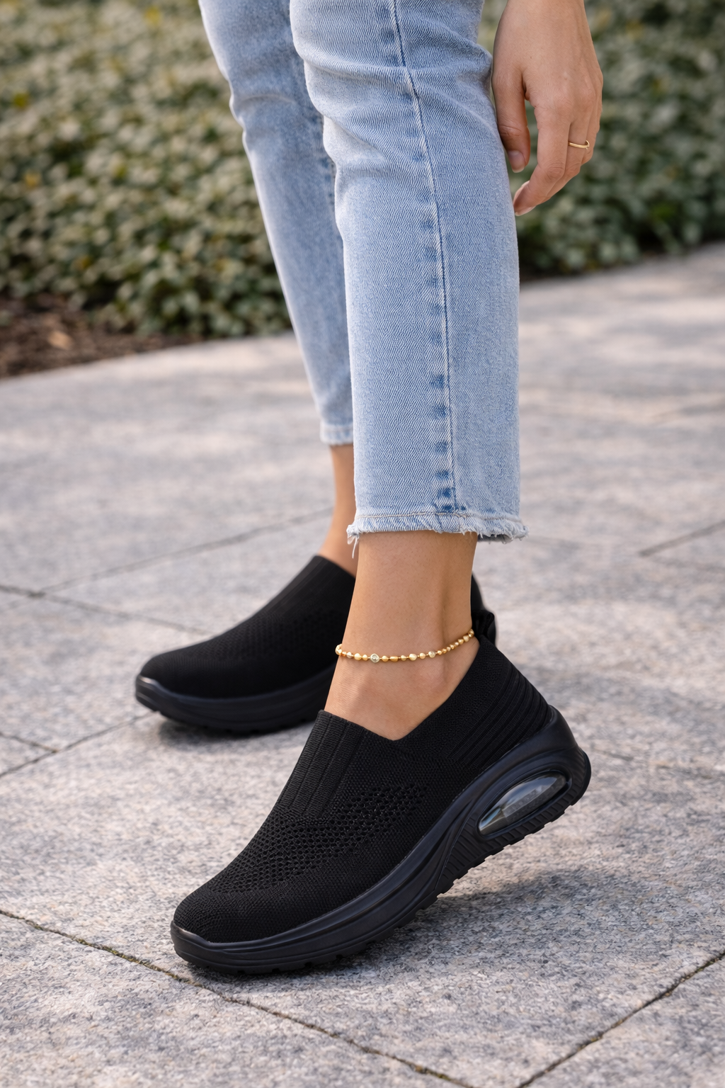 Dames Slip On Sneakers Met Verhoogde Zool En Air Cushion