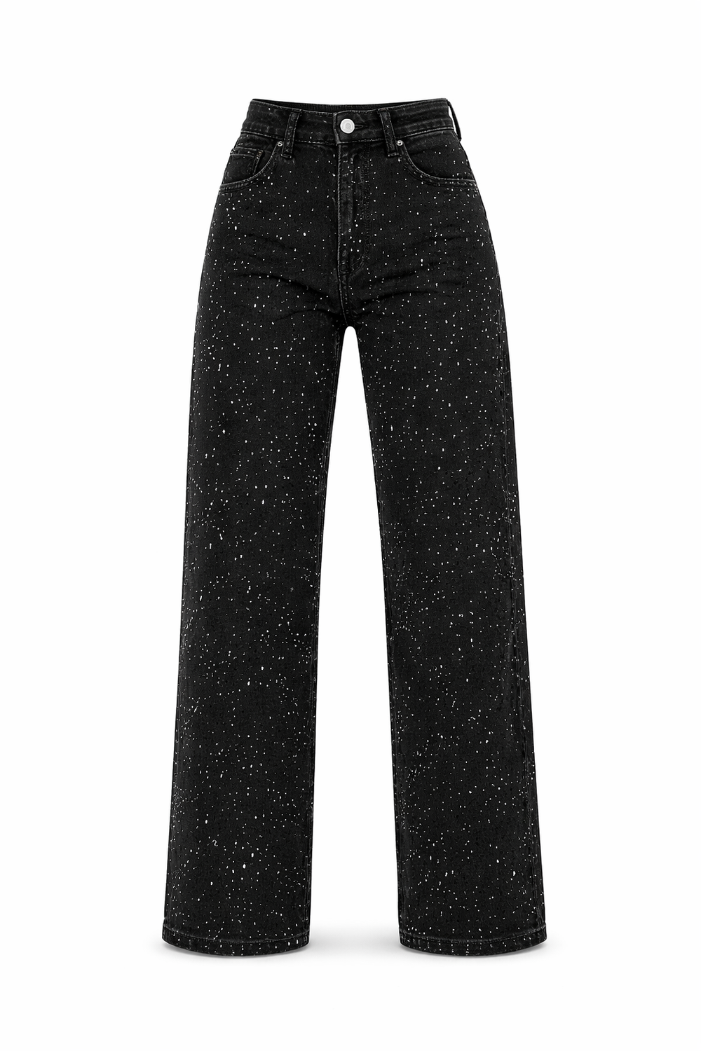 Jean pailleté tendance pour femmes avec taille haute et pantalons larges