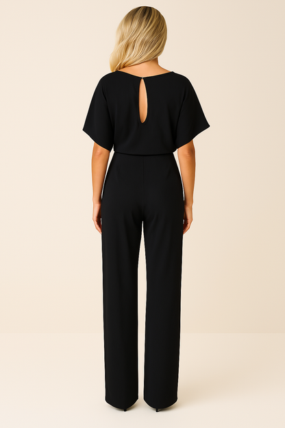 Minimalistische Dames Wide Leg Jumpsuit Met Strikceintuur