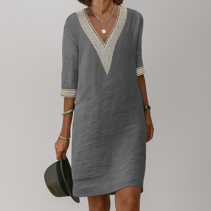 Casual Zomer Mini Jurk Voor Dames Met V Hals En Kantdetails