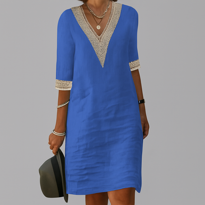 Casual Zomer Mini Jurk Voor Dames Met V Hals En Kantdetails