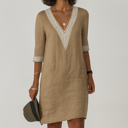 Casual Zomer Mini Jurk Voor Dames Met V Hals En Kantdetails