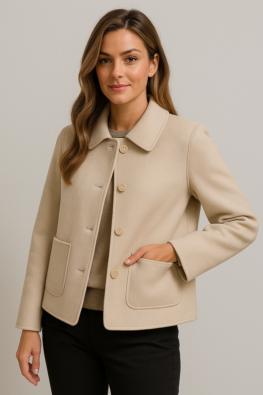 Stijlvolle Warme Chique Dames Jas met Elegante Knopen