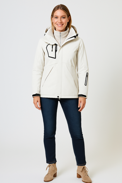 Dames Waterdichte Ski Jas Met Capuchon En Thermische Voering