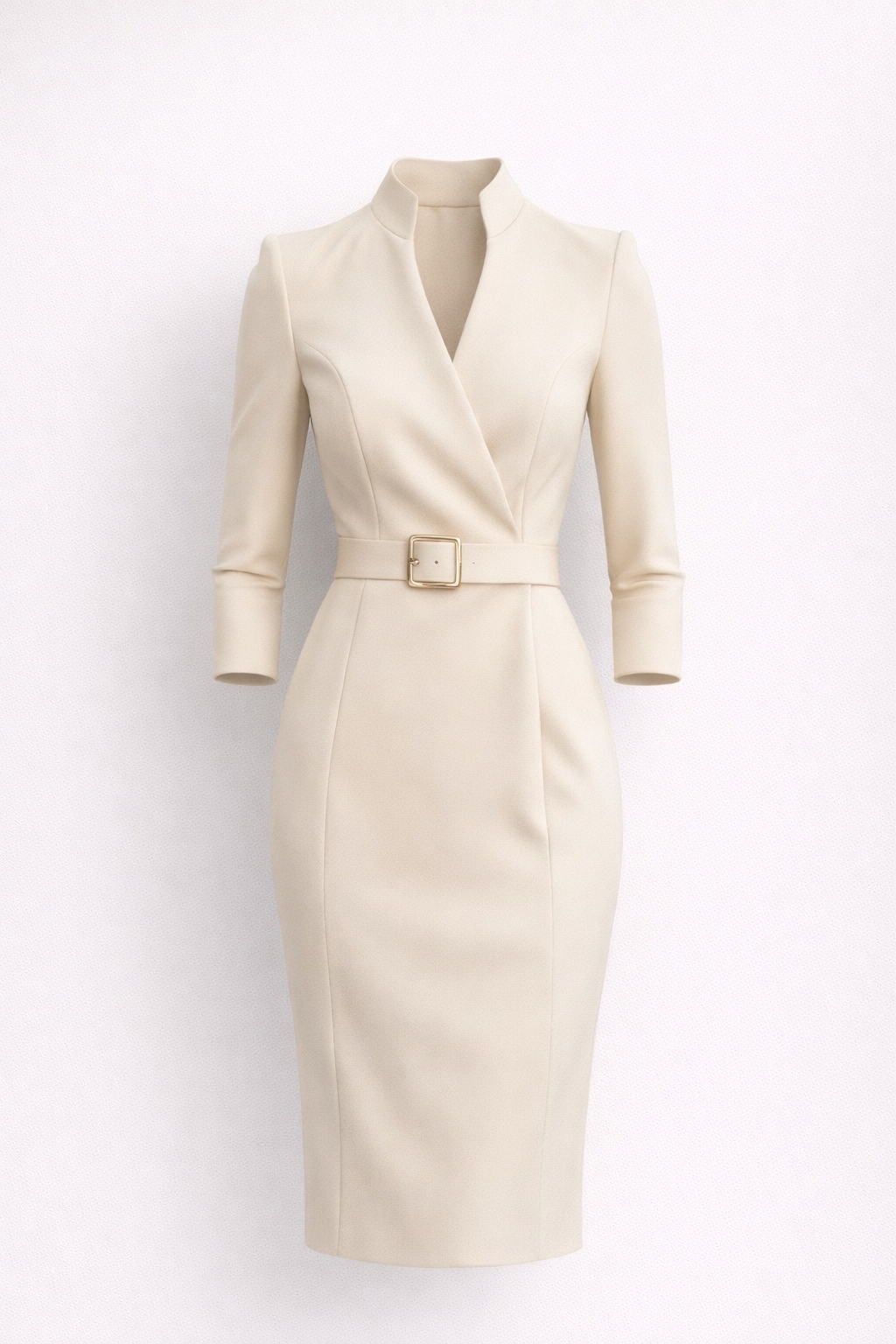 Luxe Midi Jurk voor Dames met Ceintuur en Driekwart Mouwen