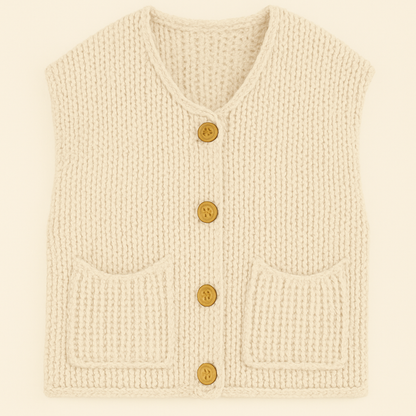 Liona | Gebreid Mouwloos Vest met Gouden Knopen