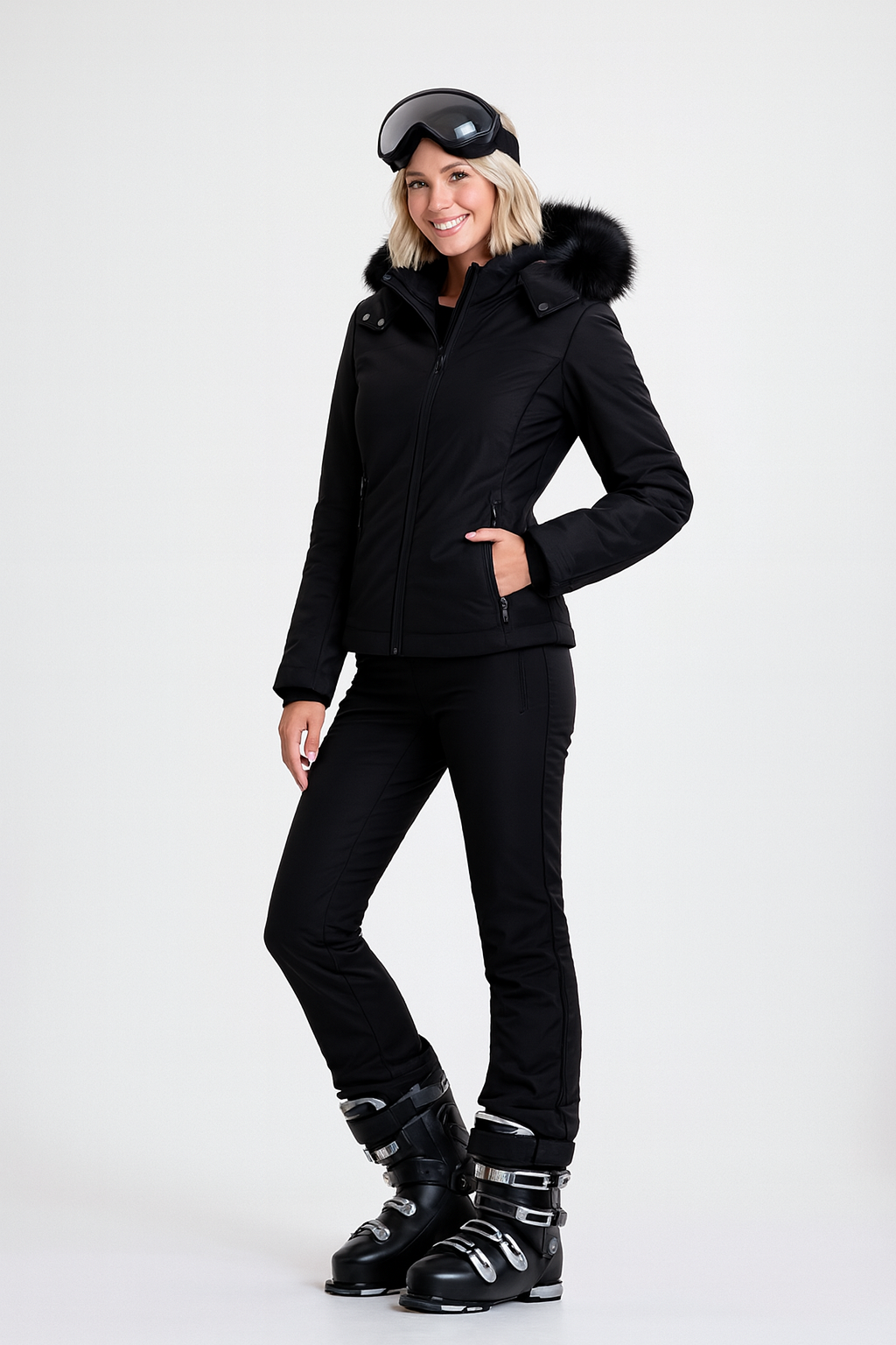 Sportieve Zwarte Ski Bril Met Anti Condens Lens voor Dames