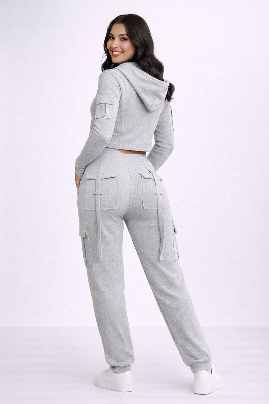 Zachte Vrouwen Loungewear Set met Capuchon en Joggingbroek