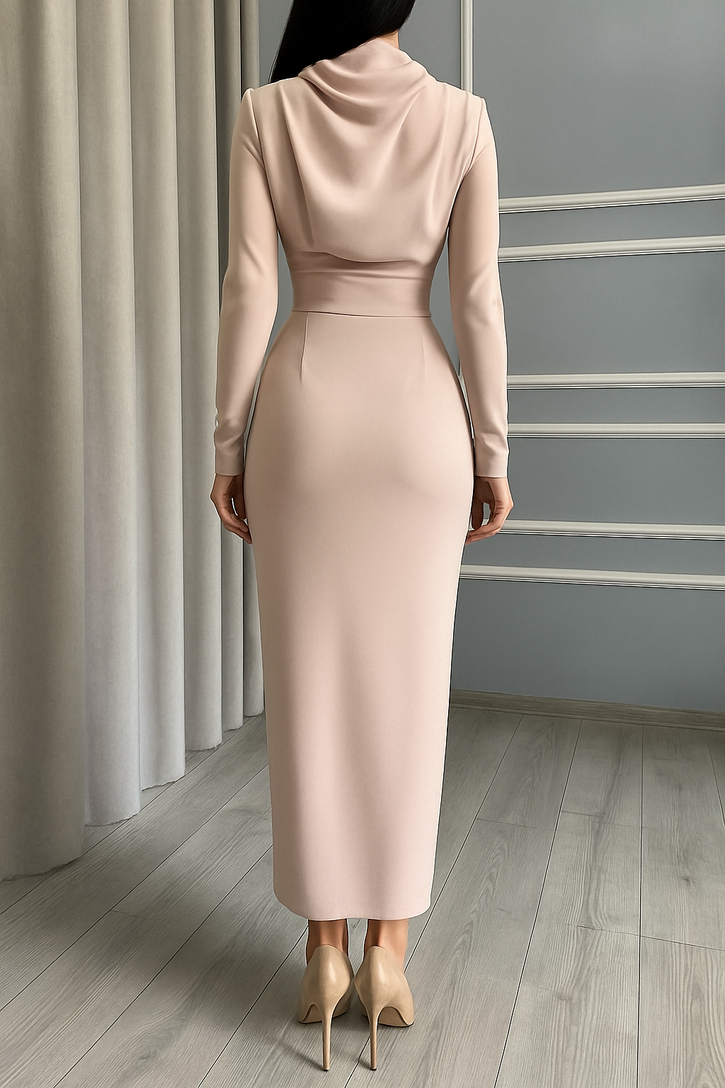 Odalys | Elegant Draped Midi Dress