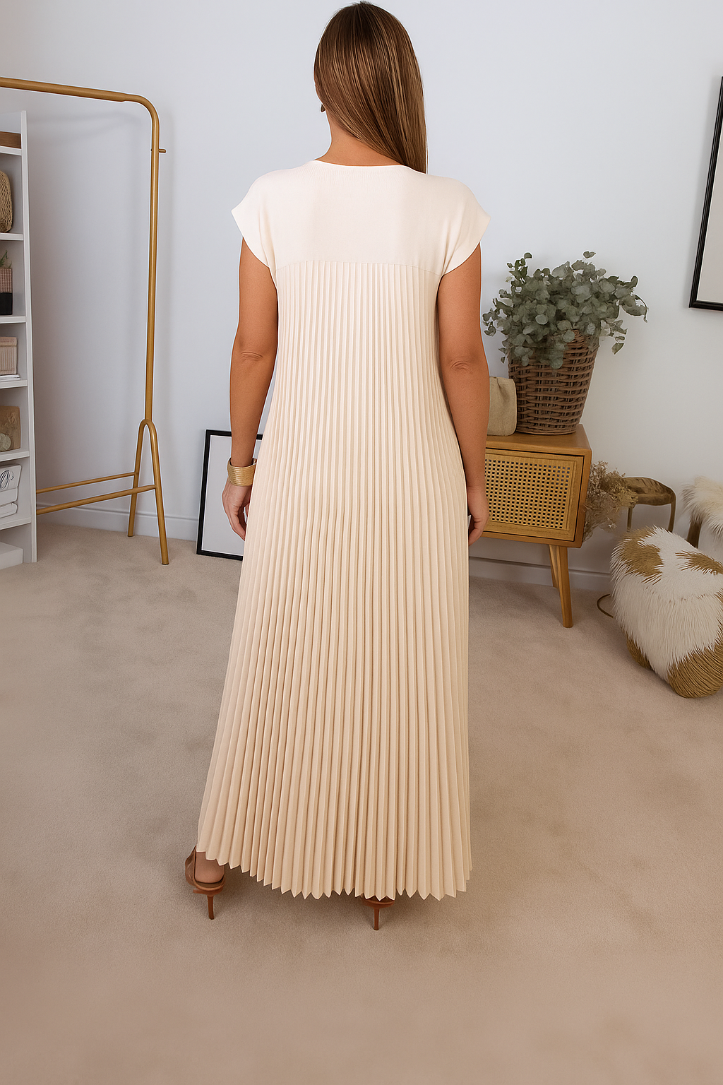 Demie | Luchtige Plissé Maxi Jurk