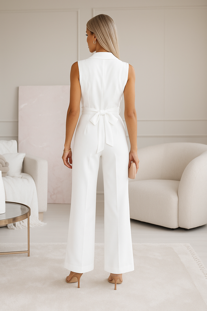 Rowan | Elegante Witte Jumpsuit met Ceintuur