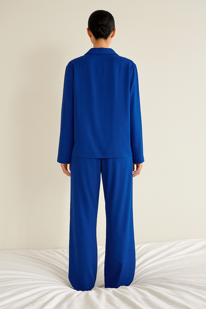 Ammie | Satijnen Pyjama Set met Wijdere Broek