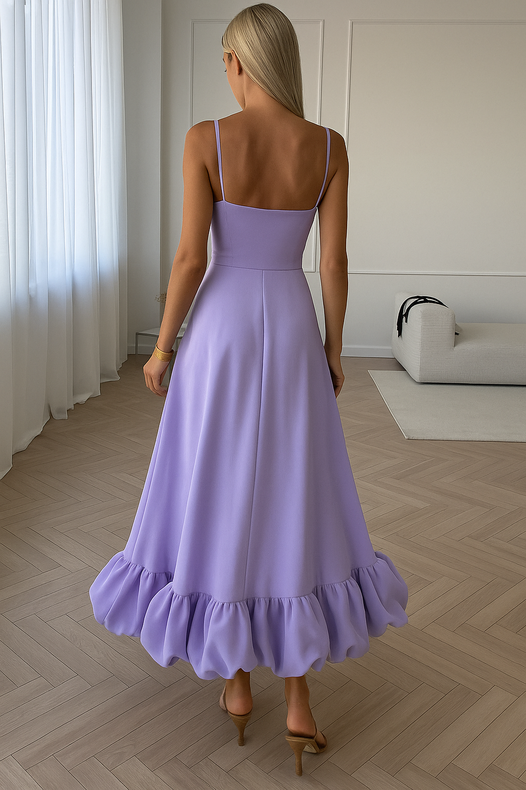 Quinny | Strapless Midi Jurk met Ruches