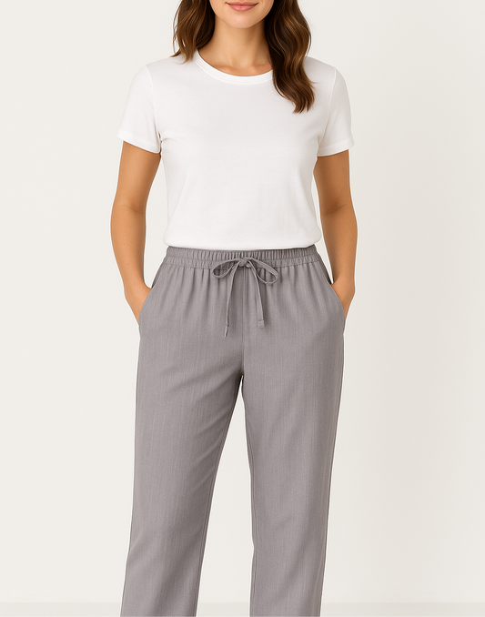Davy | Luchtige Linnen Look Broek met Trekkoord