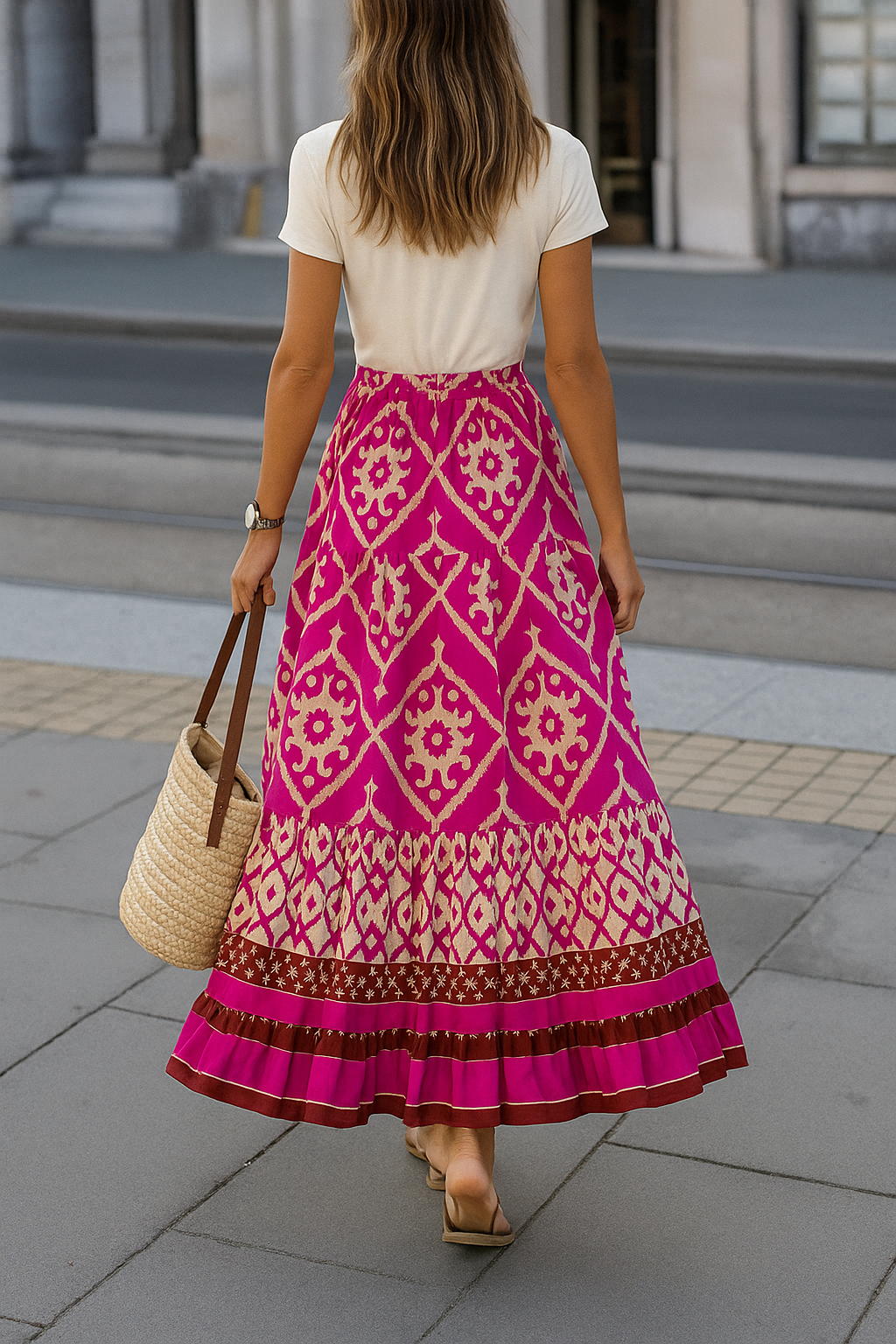 Lara | Bohemian Maxi-Rok met Print en Elastische Taille
