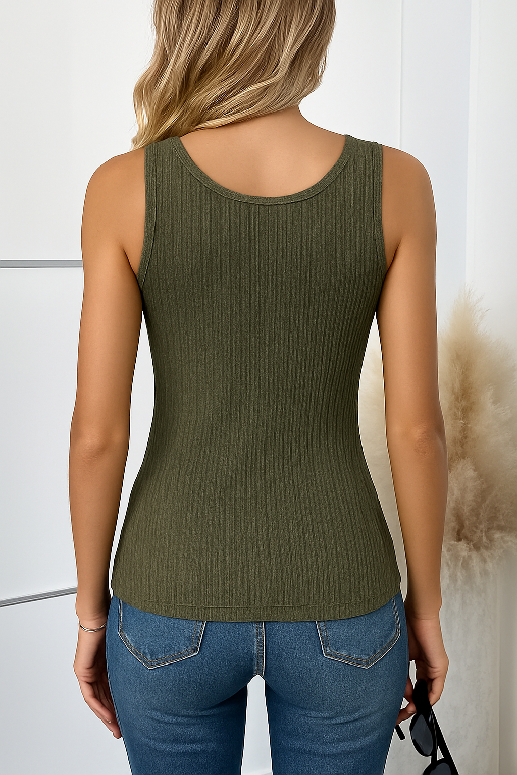 Emilia | Rib Gebreide Top met Knopen