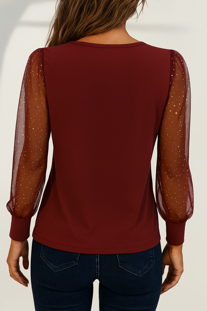 Amalia | Elegante Top met Glitter Mouwen