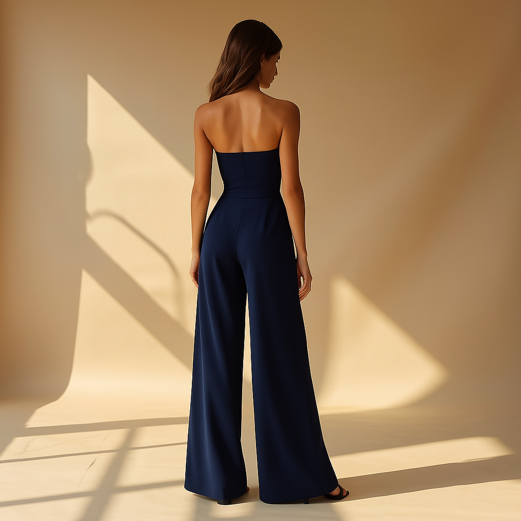 Combinaison bustier chic pour femmes avec taille haute et pantalons larges