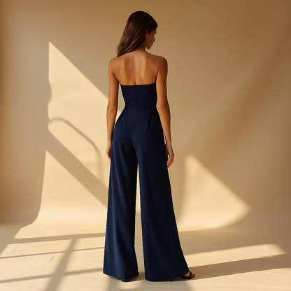 Combinaison bustier chic pour femmes avec taille haute et pantalons larges