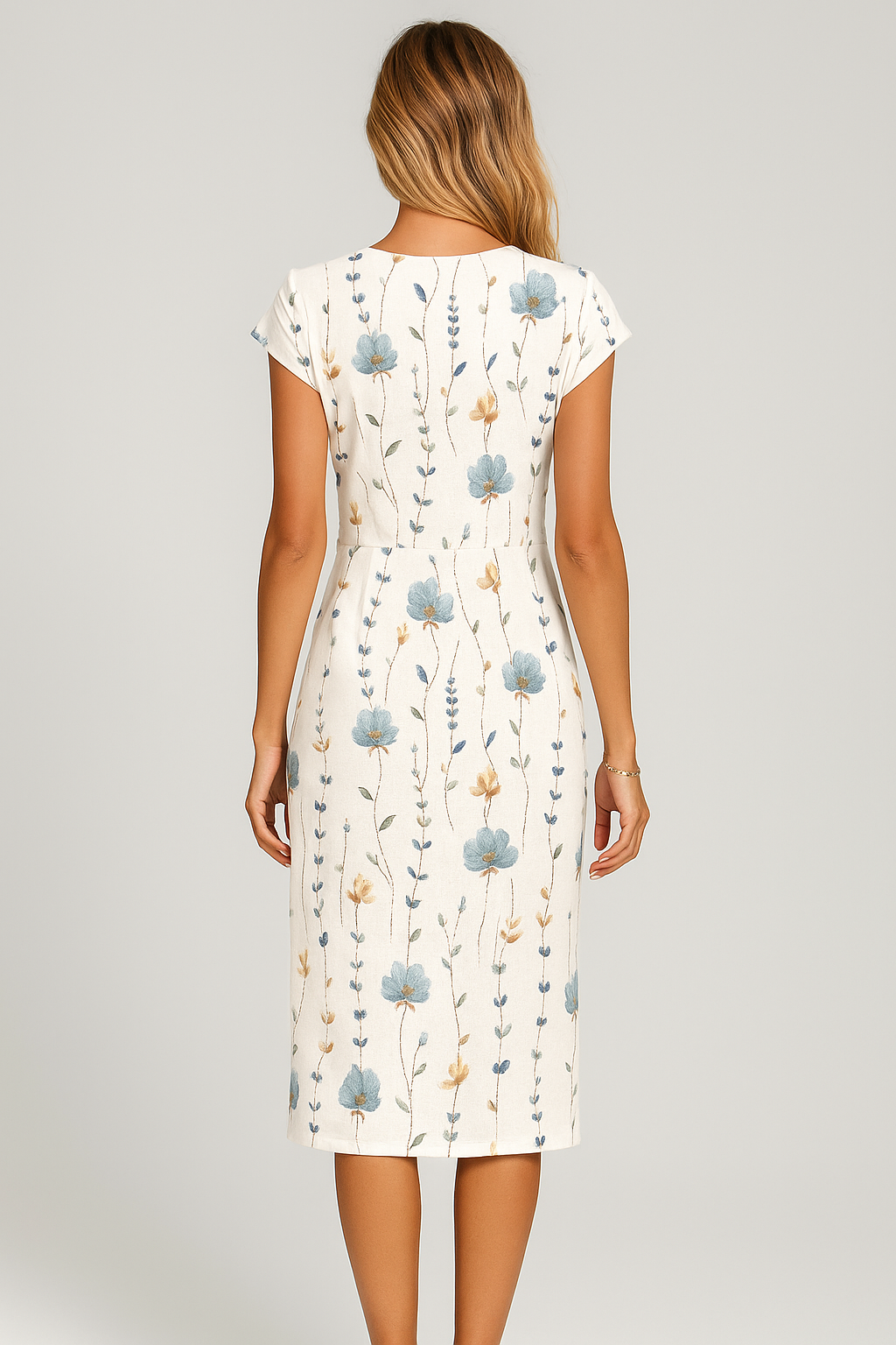 Abella | Elegant Midi Dress with Floral Print