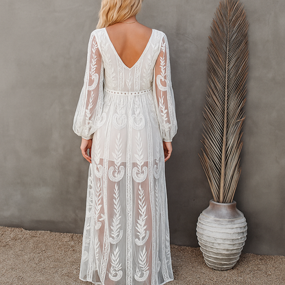 Bethy | Romantische Maxi Jurk met Boho Kant