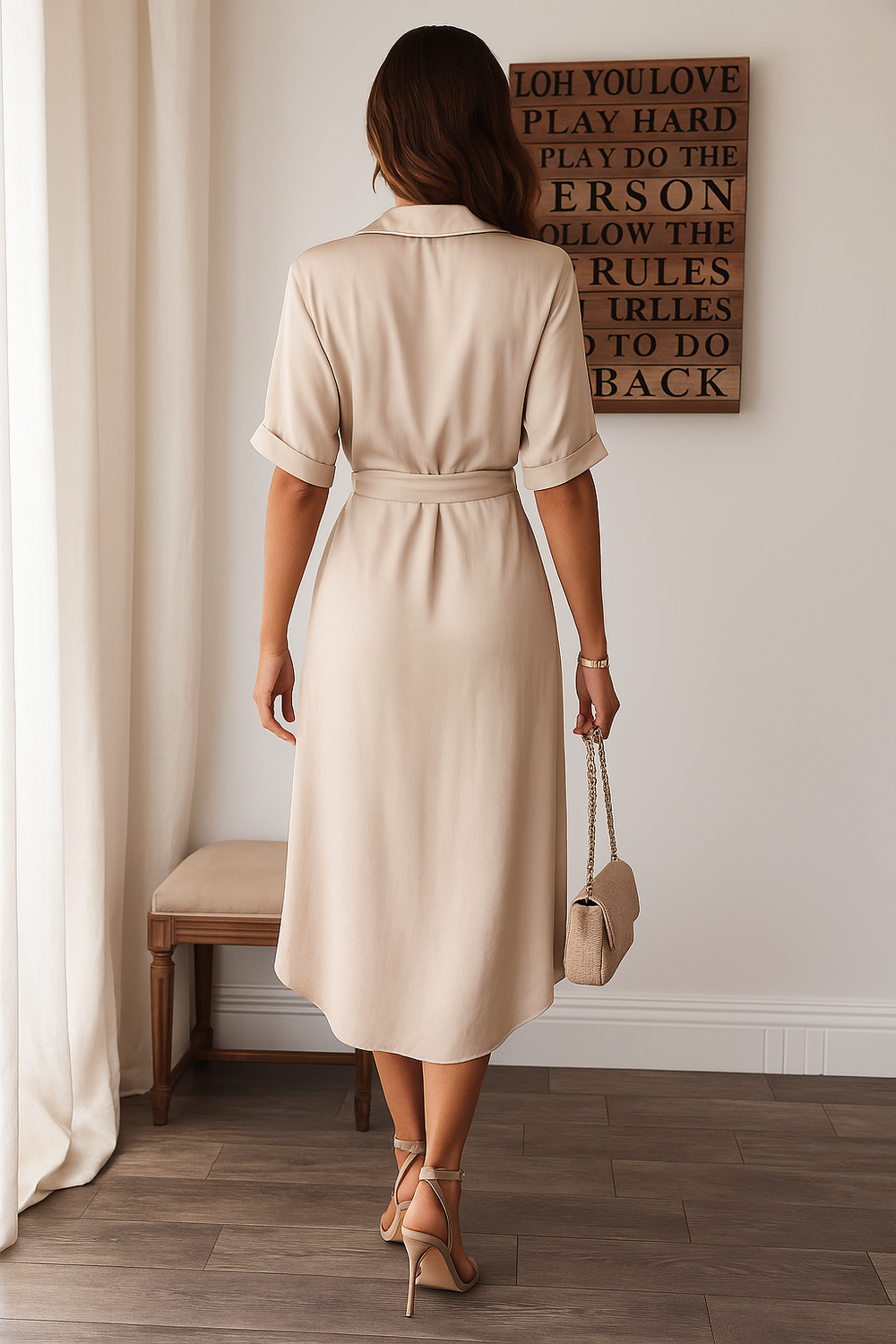 Julietta | Knoop Jurk met Taille Detail voor Dames