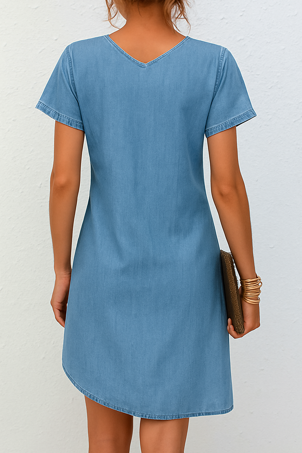 Andrei | Eenvoudige Spijkerjurk met Korte Mouwen