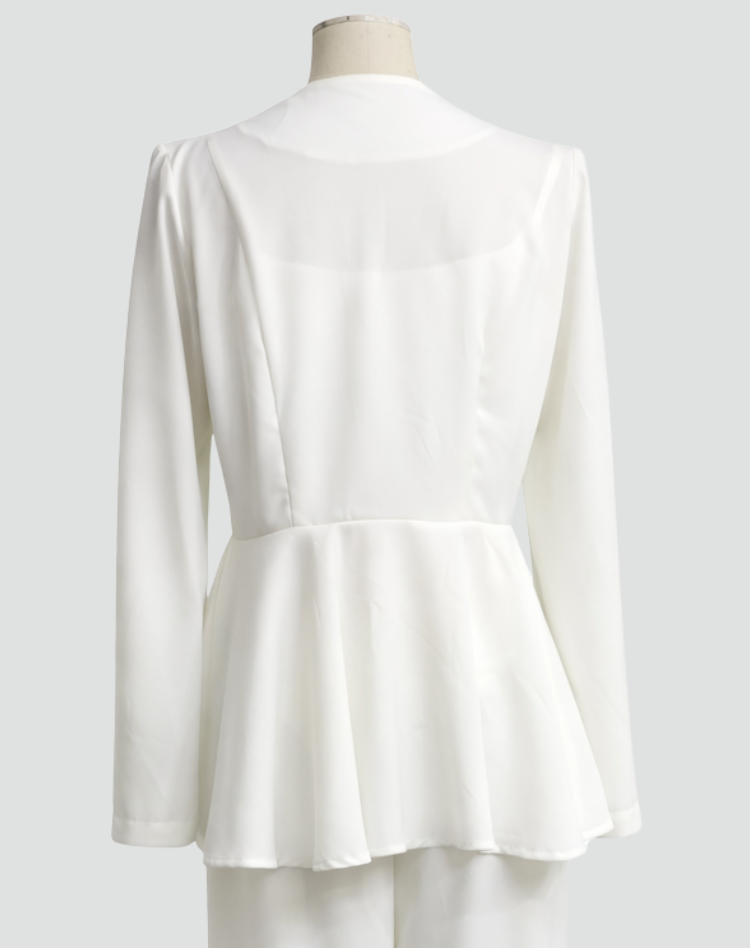 Chique Dames Blazer Set met Pantalon en Crop Top