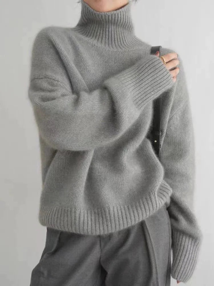 Pull col roulé doux et élégant pour femmes à manches longues