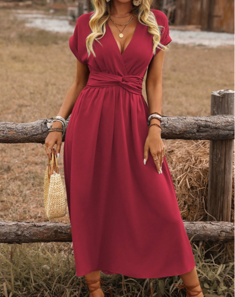 Quartney | Elegante Dames V-hals Maxi Jurk