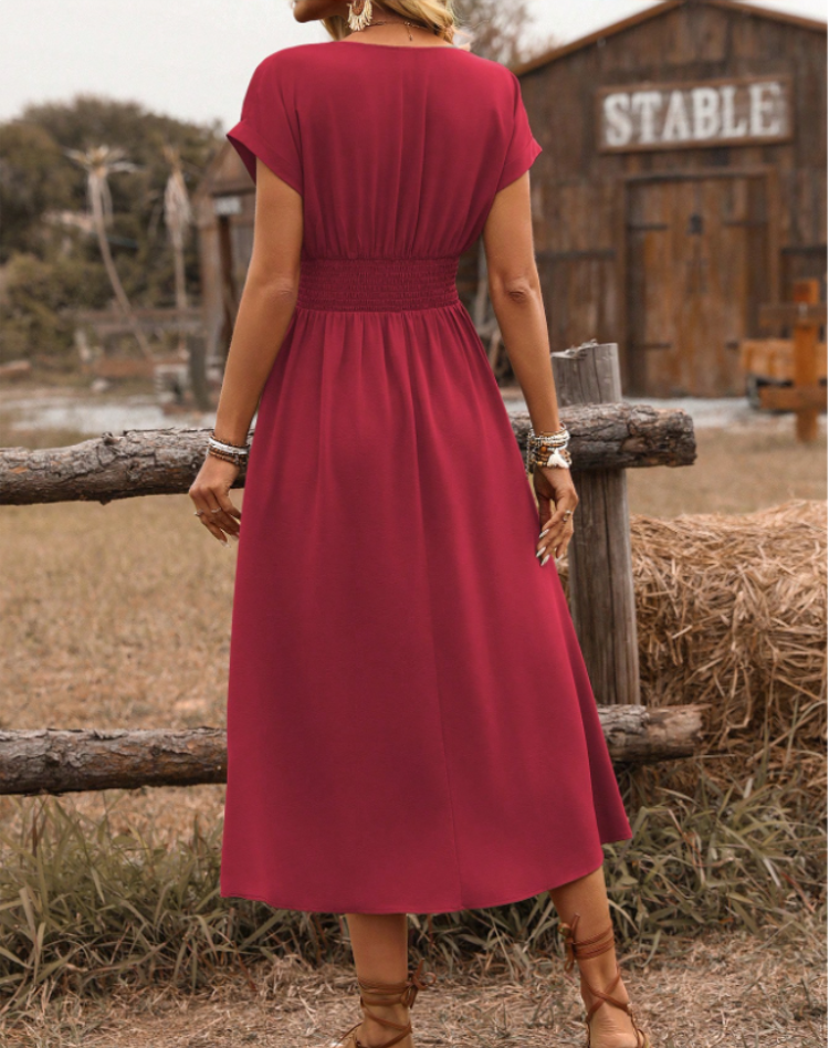 Quartney | Elegante Dames V-hals Maxi Jurk