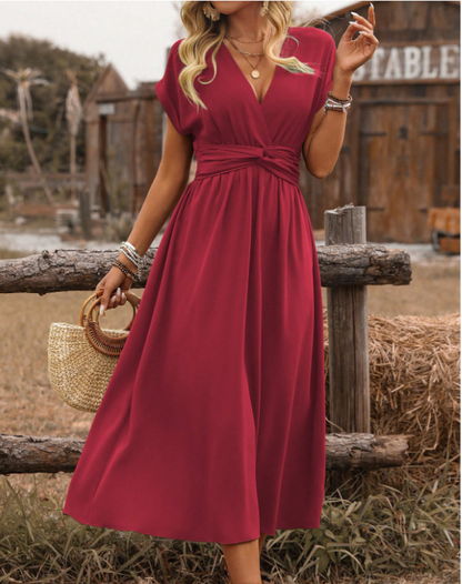 Quartney | Elegante Dames V-hals Maxi Jurk