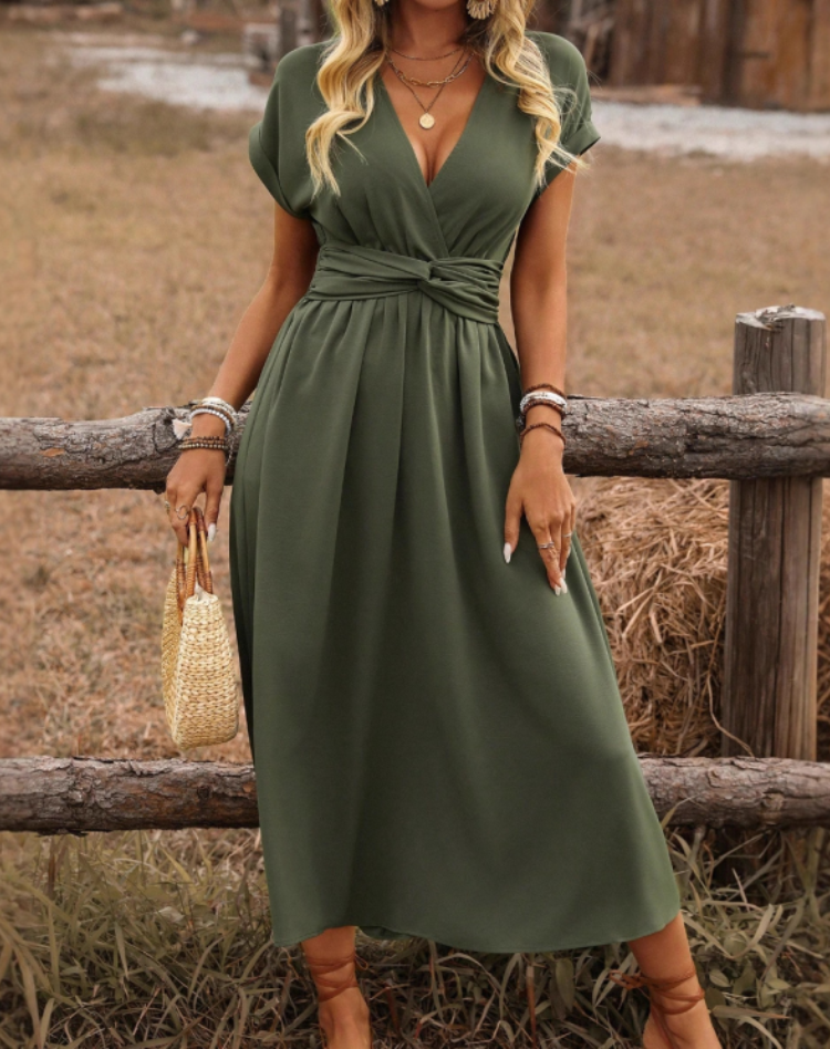 Quartney | Elegante Dames V-hals Maxi Jurk