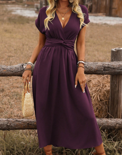 Quartney | Elegante Dames V-hals Maxi Jurk