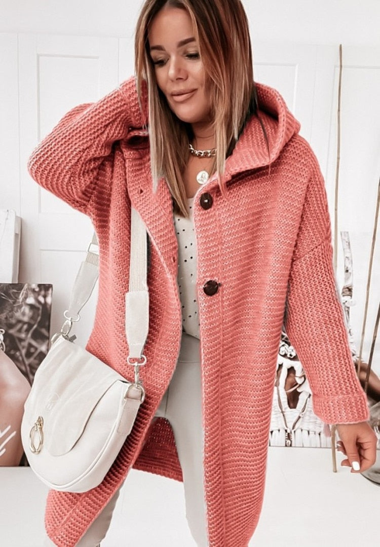 Luxe Lange Oversized Dames Cardigan met Capuchon