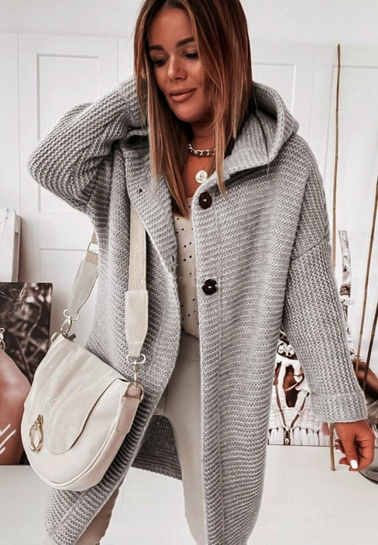 Luxe Lange Oversized Dames Cardigan met Capuchon