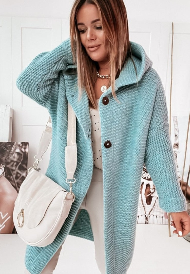 Luxe Lange Oversized Dames Cardigan met Capuchon