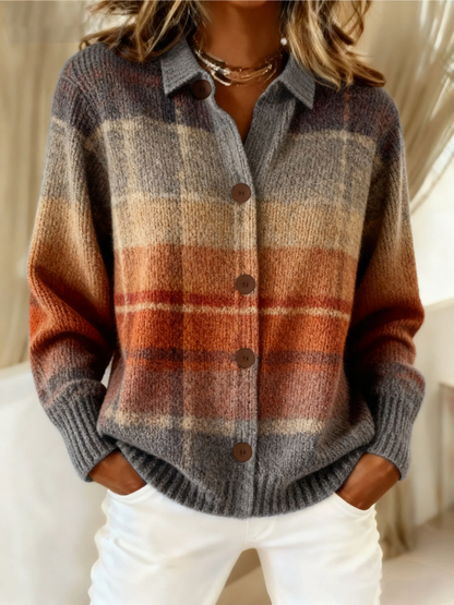 Warme Flanellen Dames Blouse met Ruitpatroon en Manchetten