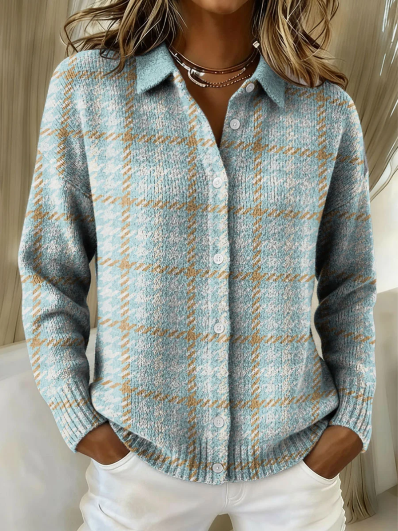 Warme Flanellen Dames Blouse met Ruitpatroon en Manchetten