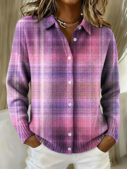 Warme Flanellen Dames Blouse met Ruitpatroon en Manchetten