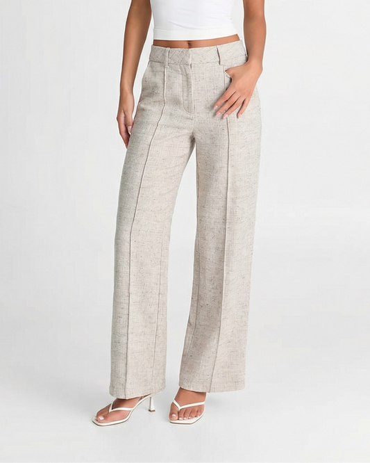 Hoge Taille Dames Pantalon met Wijde Pijp en Persnaad